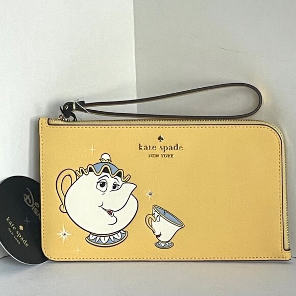 Disney Kate Spade Beauty and the Beast Medium L Zip Wristlet Daybreak Potts Chip - Picture 3 of 6